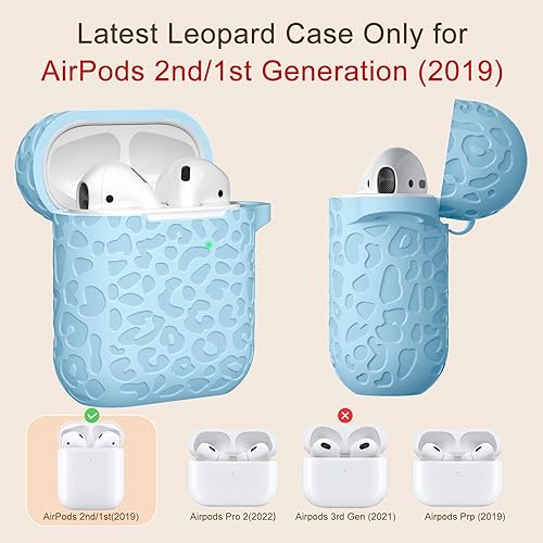Vista 51 de Funda para Airpods de 2ª y 1ª, silicona suave, leopardo, compatible con Apple AirPods de 2ª/1ª generación de carga con llavero, a prueba de golpes