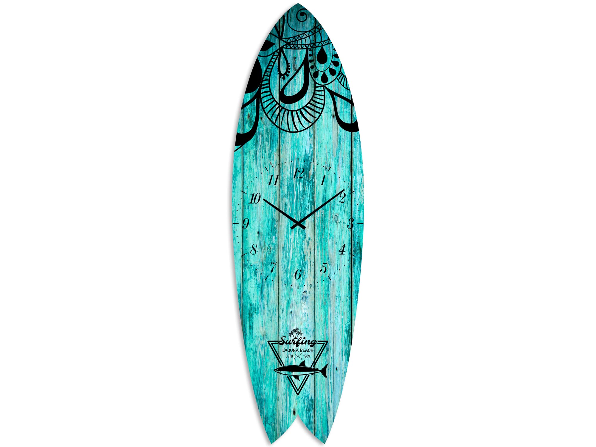 Reloj de pared de surf deco, péndulo moderno silencioso, decoración de pared, reloj de pared decorativo, laga, beach, 100 x 30 cm