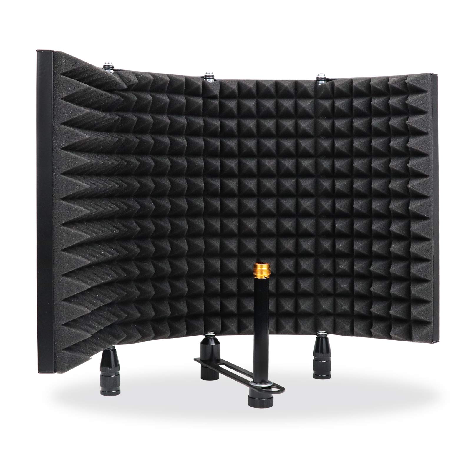 Curved Microphone Isolation Shield Condenser Mic High Density Sound Absorbent Foam Metal Panel for Studio Recording,podcasting,singing,broadcasting (4-Panel)
