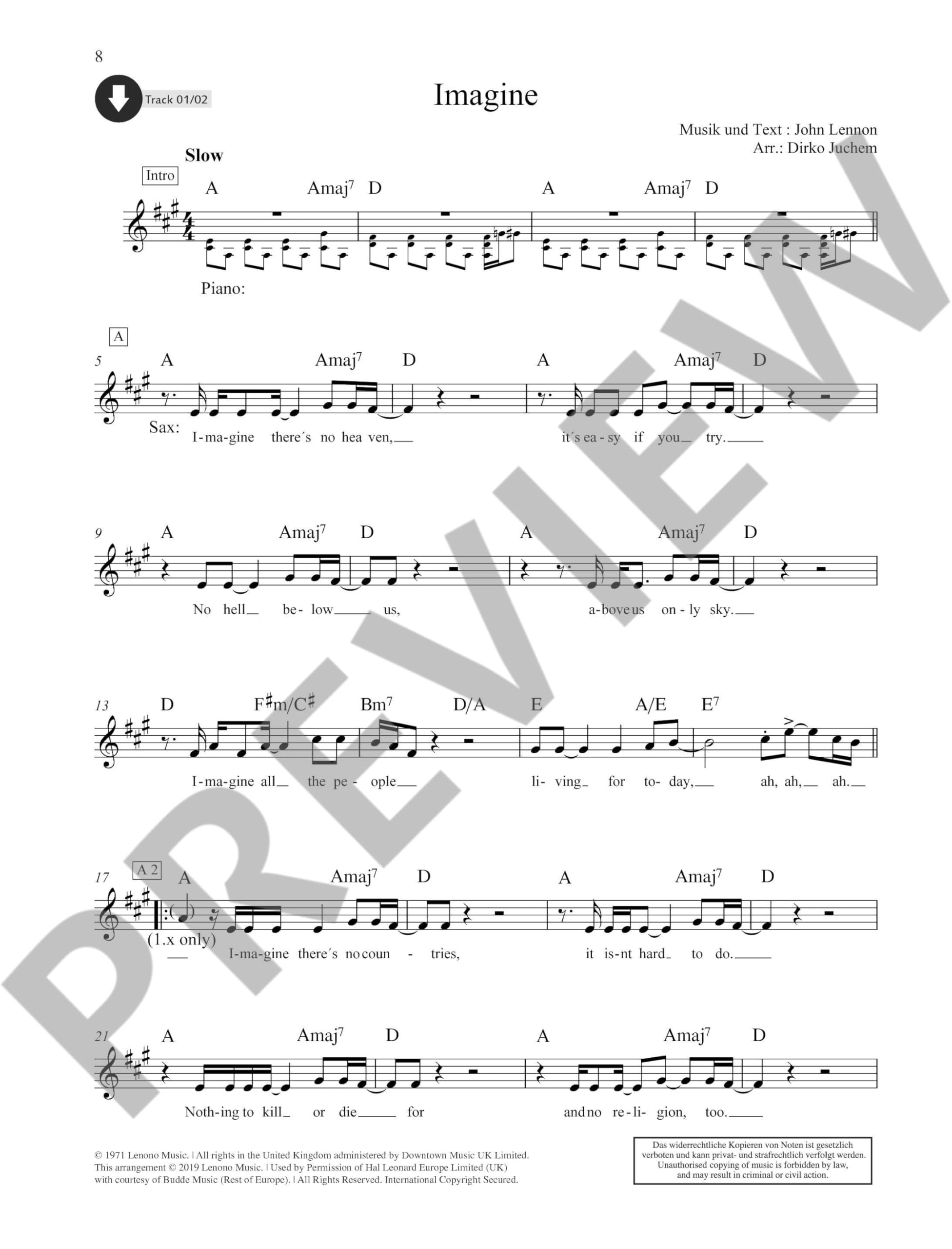 Schott Saxophone Lounge : Best of +Online Audio File (20 pieces pop-rock-jazz) Arr. Dirko Juchem --- Saxophone Alto (Mib) et Piano