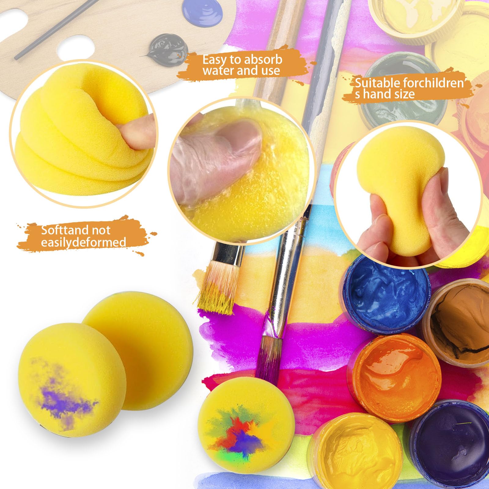 24 Spugne Per Pittura Lithyc - Per Bambini E Artigianato, Tessitura Uniforme E Assorbenti