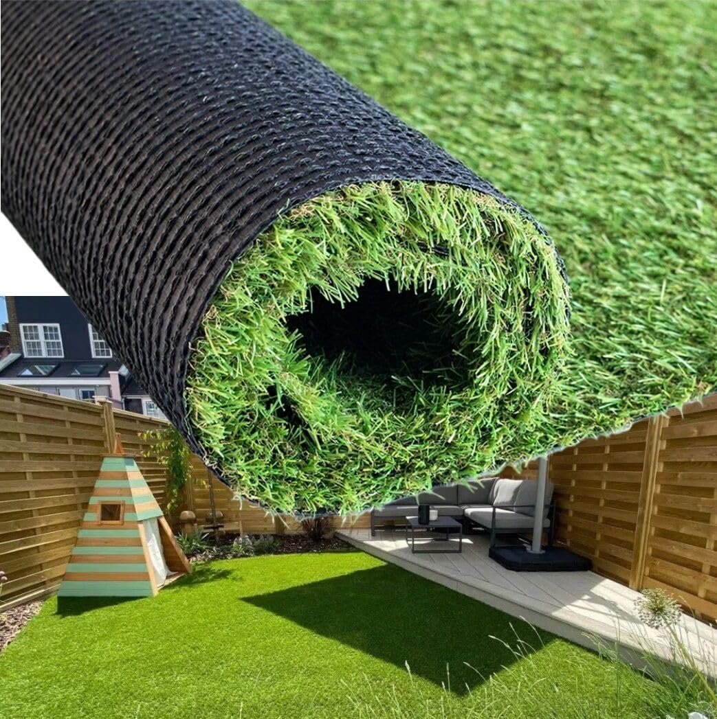 Petgrow Artificial Turf Synthetic Grass 1 X 15 Feet,Fake Faux Grass Rug 0.8" Pile Height Fake Lawn Indoor Outdoor Realistic Turf,4-Tone/Soft, with Drainage Holes & Rubber Backing/Custom Size