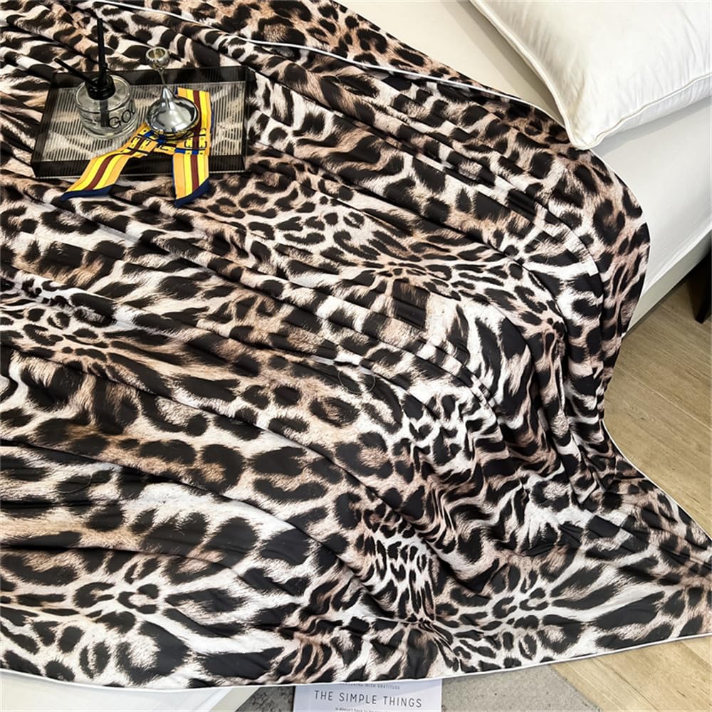 Chickwin Trapuntino Estivo Copriletto Matrimoniale Singolo, Freschezza Reversibile Leggero Coperta Primaverile Autunnale Trapunta Lavabile Cotone Trapuntato Coperta Letto (Leopardo,180x200cm)