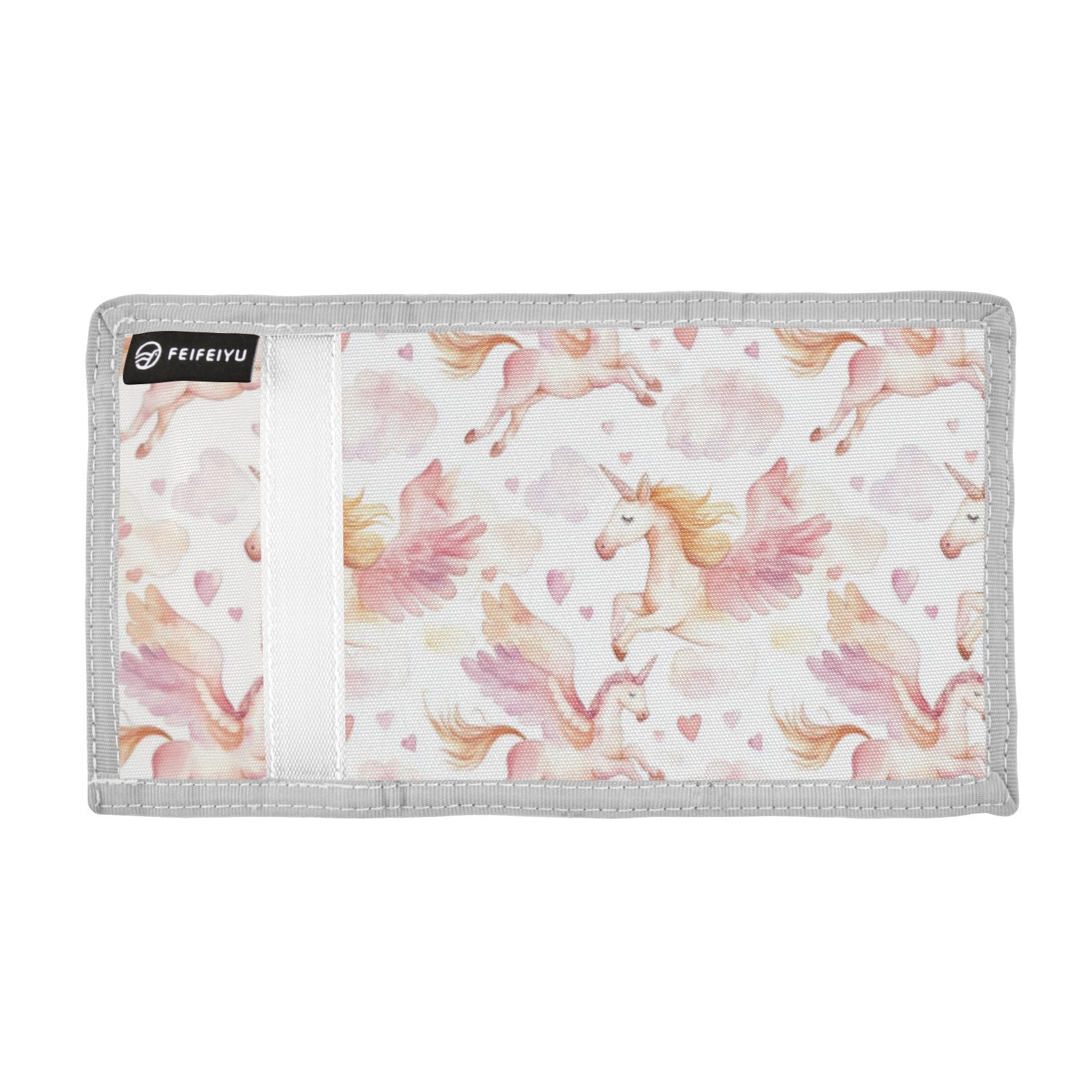 Wusikd Flying Unicorn Kids Wallet for Boys Girls Clouds Hearts Toddler Trifold Wallet Novelty Wallet for Teens Women Men