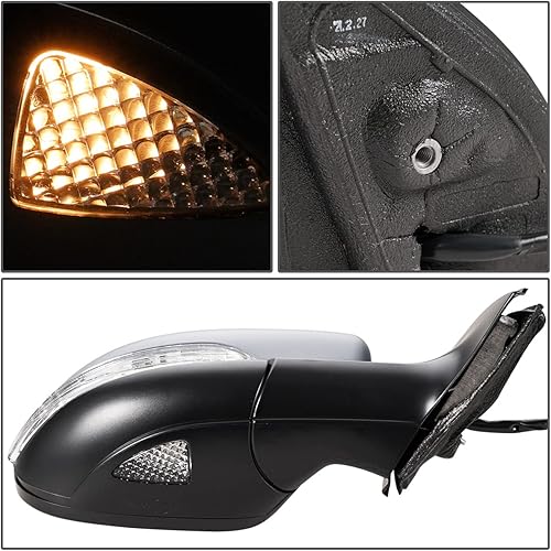 Miniatura 5 de DNA Motoring OEM-MR-VW1321141 - Espejo retrovisor plegable con ajuste eléctrico derecho con luz de charco + memoria compatible con GolfGTI 2010-2014