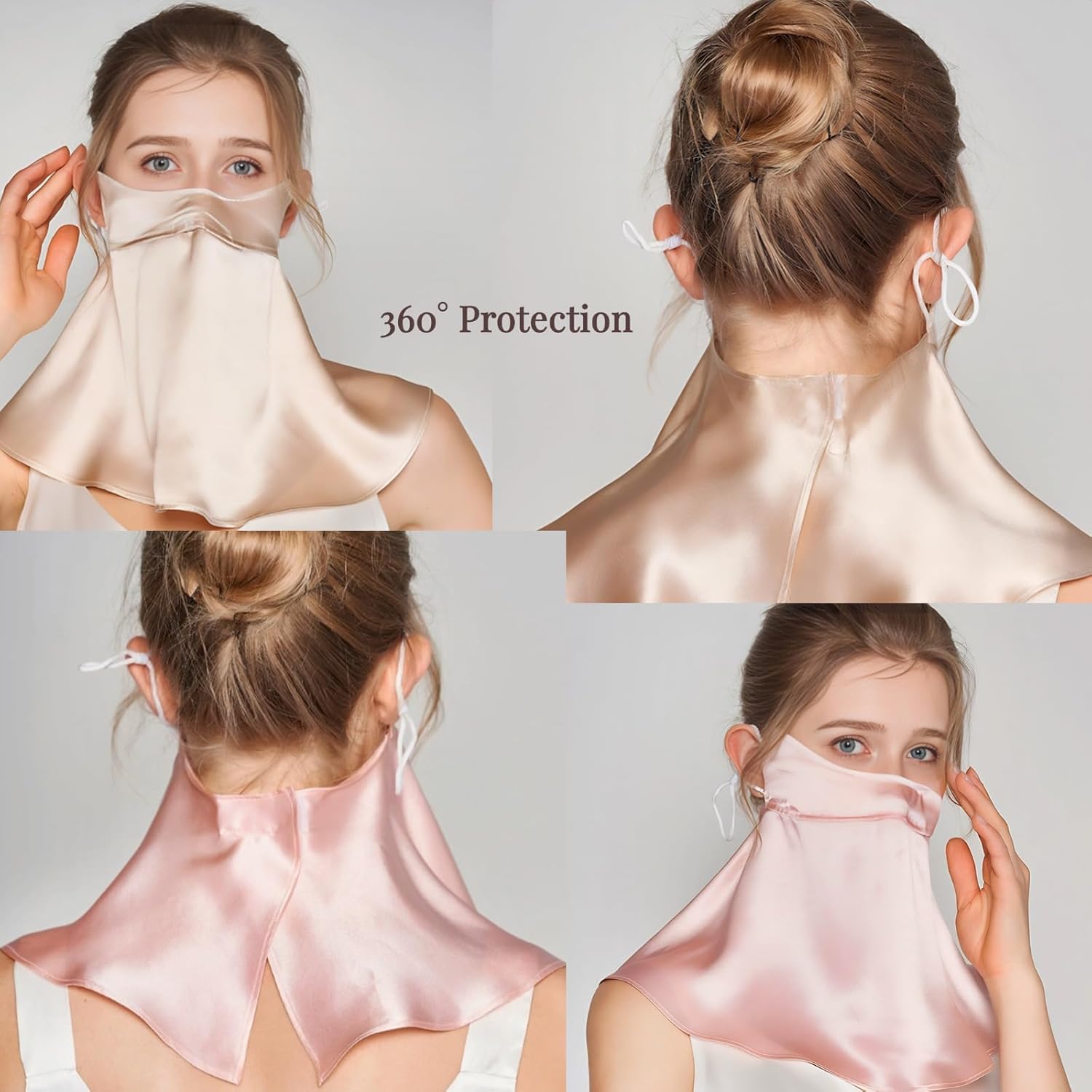 100% 19 Momme Mulberry Silk Sun Protection Mask - UPF 50+ Hybrid Face Mask and Neck Gaiter for Women - Image 3