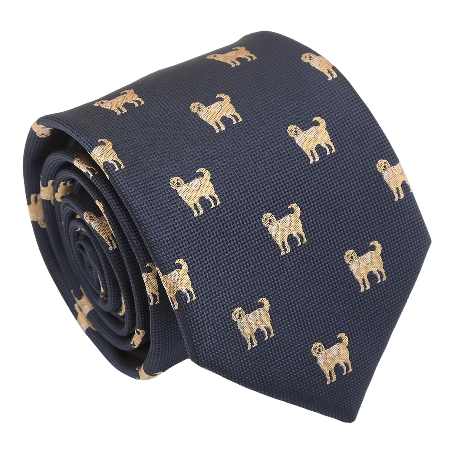 Dqt Men's Navy Blue Golden Retriever Embroidered Dog Design Novelty Classic Tie