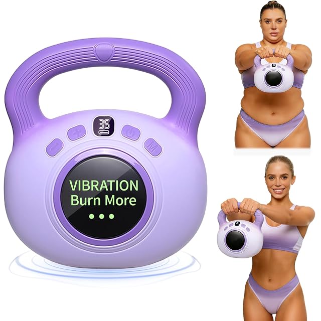 Vibration Kettlebell 3LB Golden Weight Ideal for Womens Fat Loss Body Sculpting Lymphatic Drainage Slimming Vibration Exercise Machine