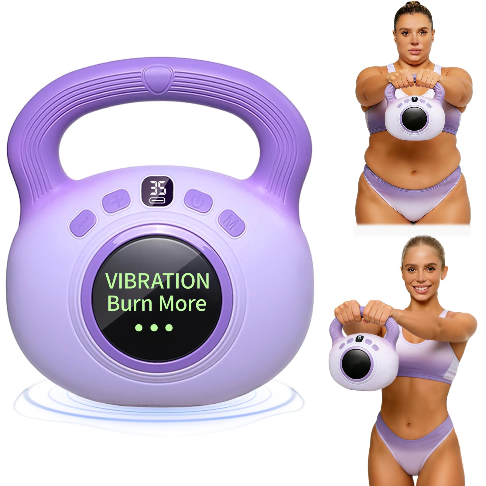 Vibration Kettlebell 3LB Golden Weight Ideal for Womens Fat Loss Body Sculpting Lymphatic Drainage Slimming Vibration Exercise Machine
