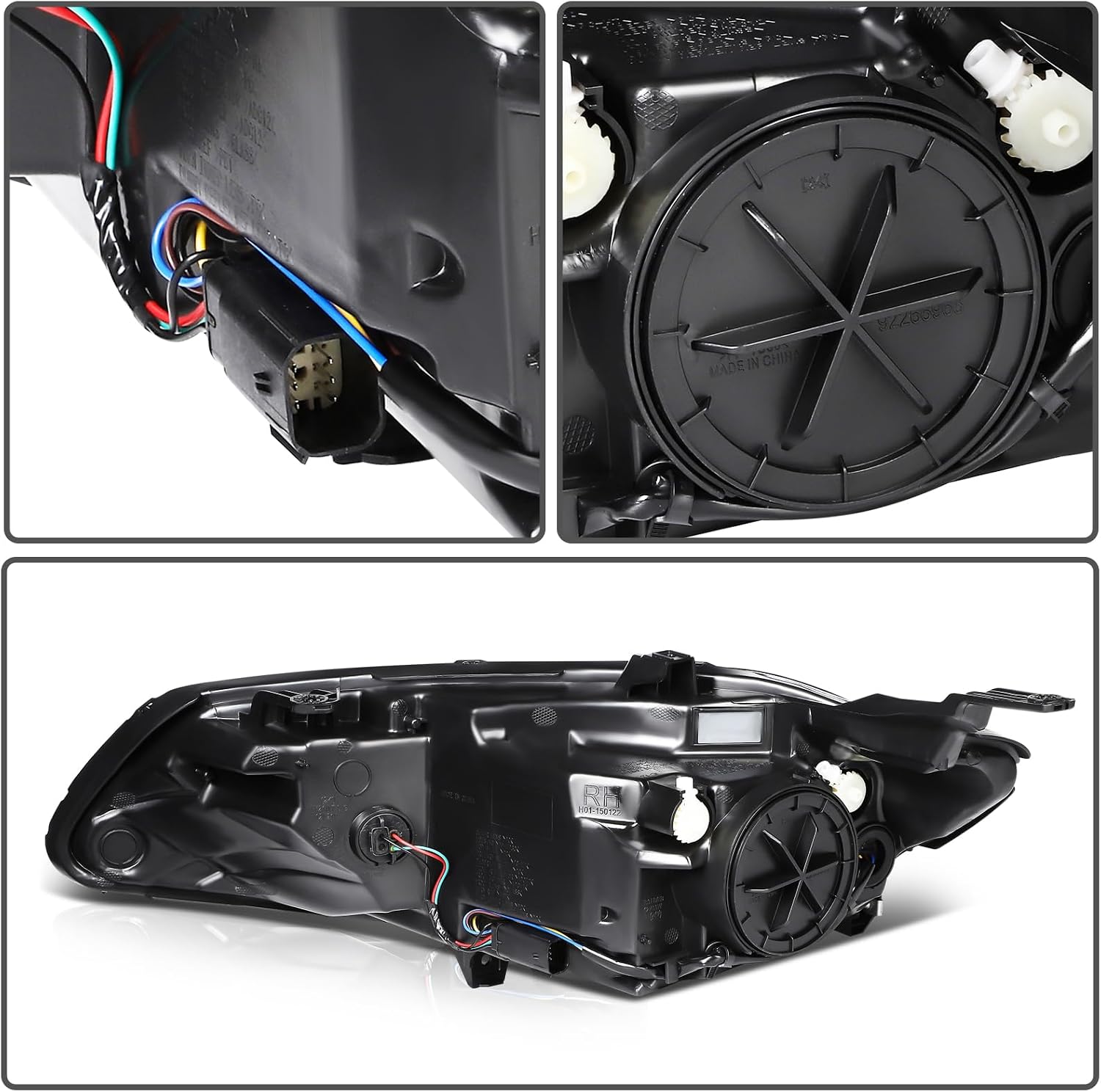 Headlight Assembly Fit For Chevy For Malibu 2016-2018 Black Housing Amber Reflector Clear Lens Driver and Passenger Side 84324411 84217585 GM2503426 84324410 84217584 GM2502426