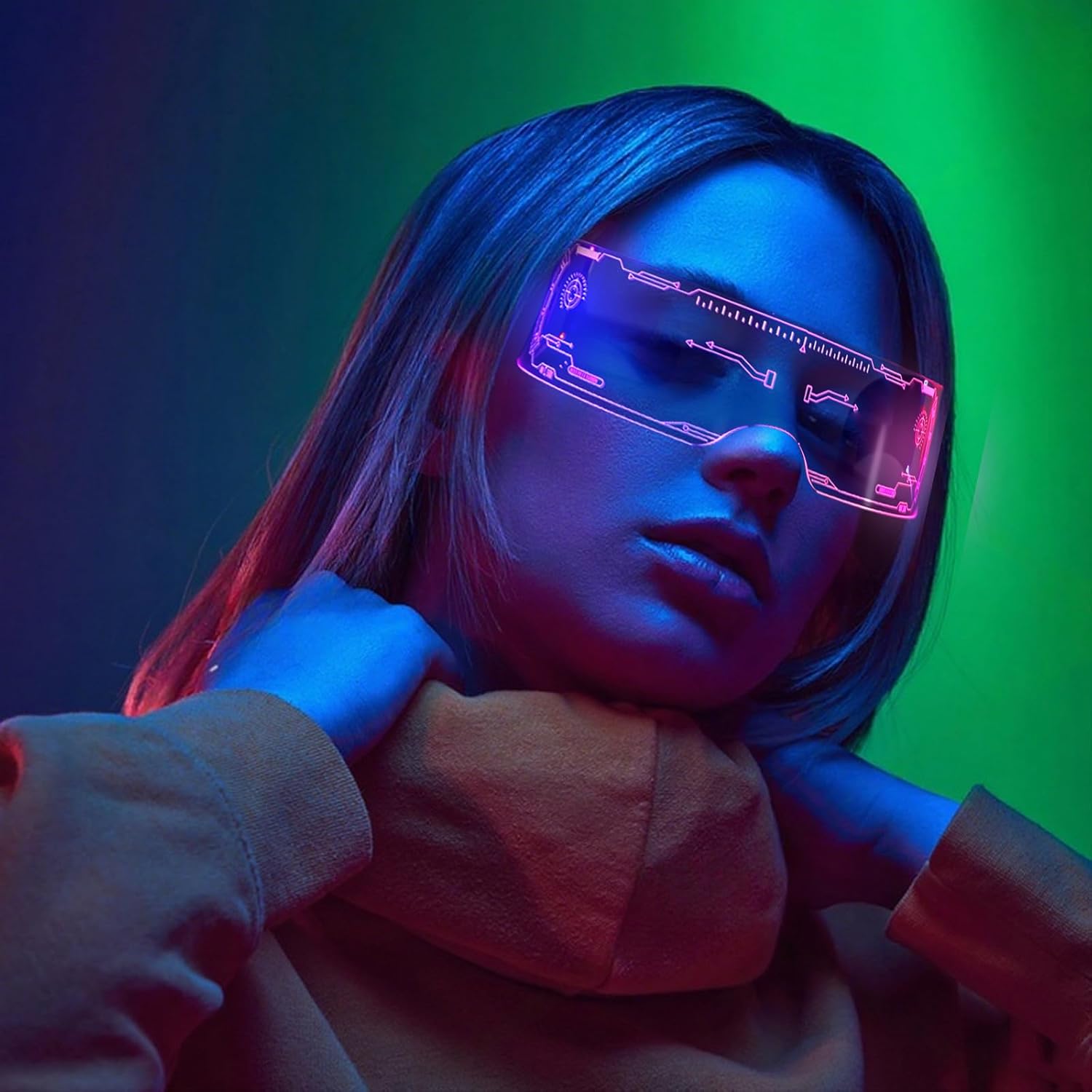 4 Pairs LED Visor Glasses Light up Glasses Futuristic Punk Accessories 7 Colors for Cosplay Bar Rave Party Costume