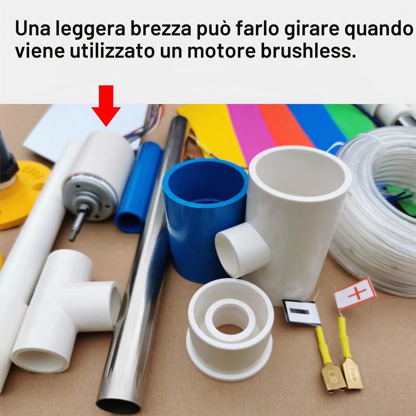 Kit generatore eolico piccolo fai-da-te, generatore eolico e mulino a vento con striscia luminosa | Decorazione da cortile, altezza 88 cm | Diametro 46 cm