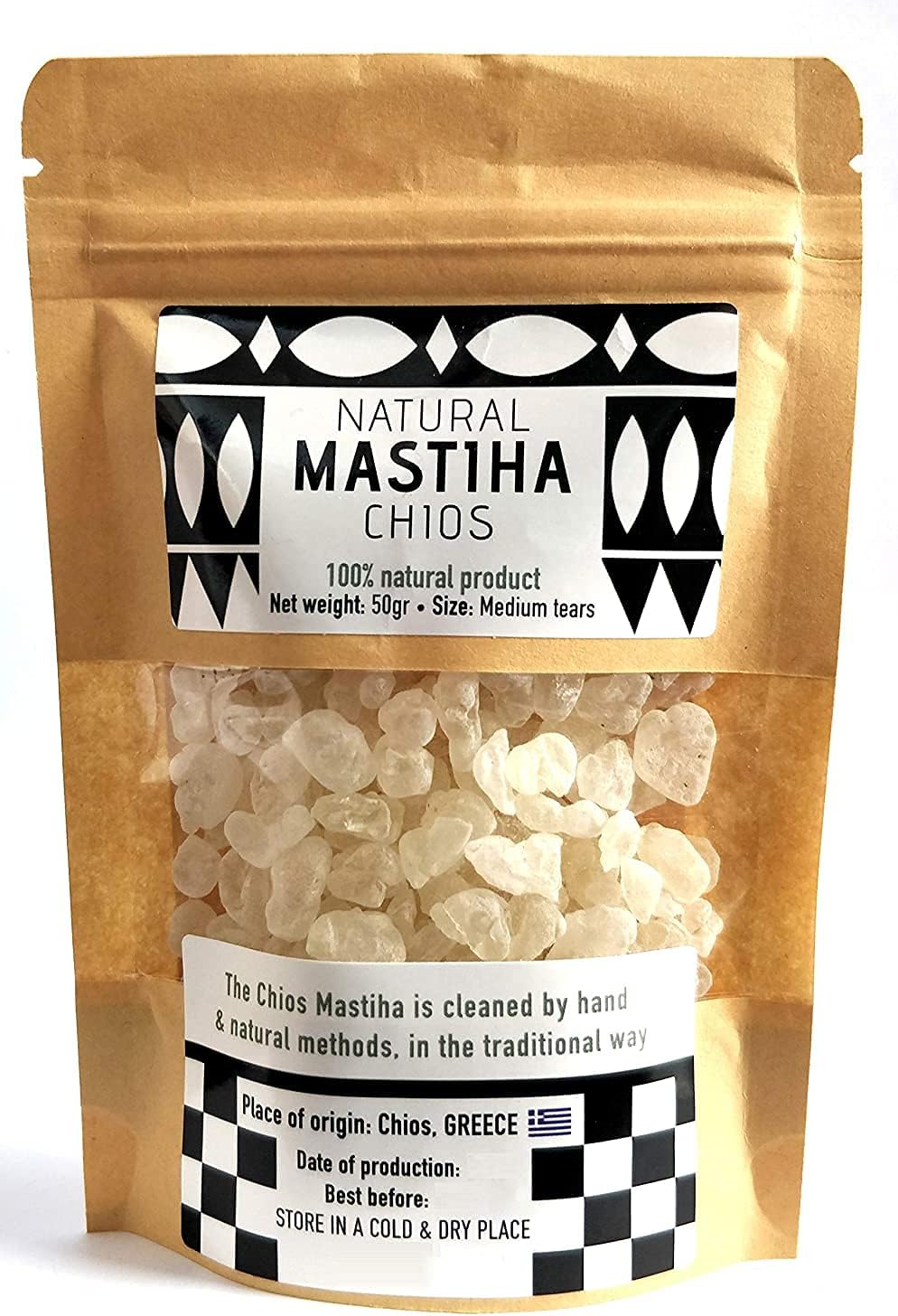 Chios Mastiha Tears Gum Greek 100% Natural Mastic Packs From Mastic Growers (50gr Medium Tears)