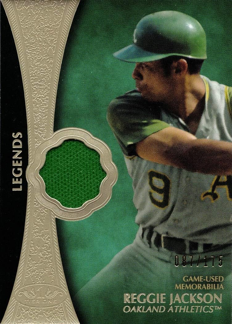 2019 Topps Tier One Legends Relics #T1LR-RJ Reggie Jackson Game Worn Athletics Jersey Baseball Card - Only 175 made!