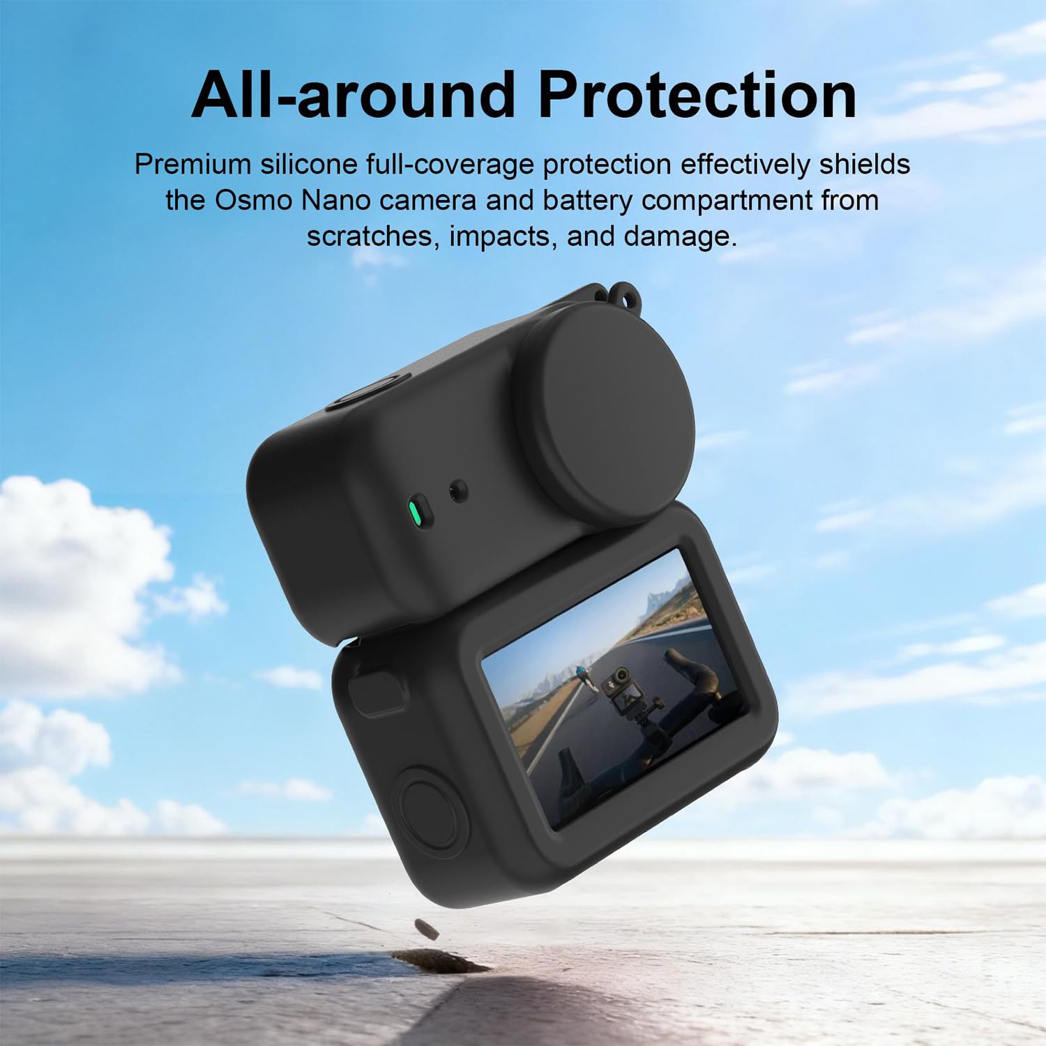 OSMO Nano Schwarze Silikonhülle mit Objektivdeckel, Vollständige Schutzhülle aus Silikon Objektivschutz kompatibel mit DJI OSMO Nano, Soft Skin Anti-Drop Kratzfeste Hülle Actionkamera Zubehör