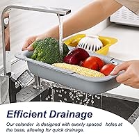 Vista 4 de Extendable Sink Colander Strainer Basket - Wash Vegetables and Fruits, Drain Cooked Pasta and Dry Dishes - Adjustable Over the Sink Colander