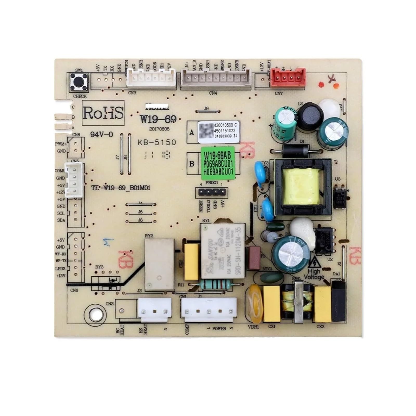Control Board W19-69A W19-69AB W19-69AC，Compatible For Homa，Refrigerator Circuit PCB Fridge Motehrboard Freezer Spare Parts(W19-69AB)