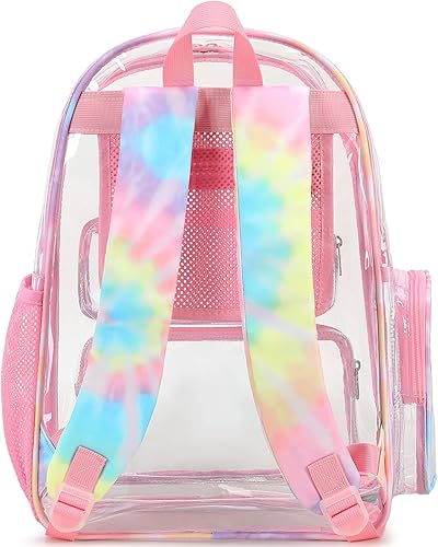 Miniatura 8 de CAMTOP Mochila transparente resistente y transparente para estudiantes, escuela, trabajo, festival, viajes, deportes, Rosado, Camtop Mochila