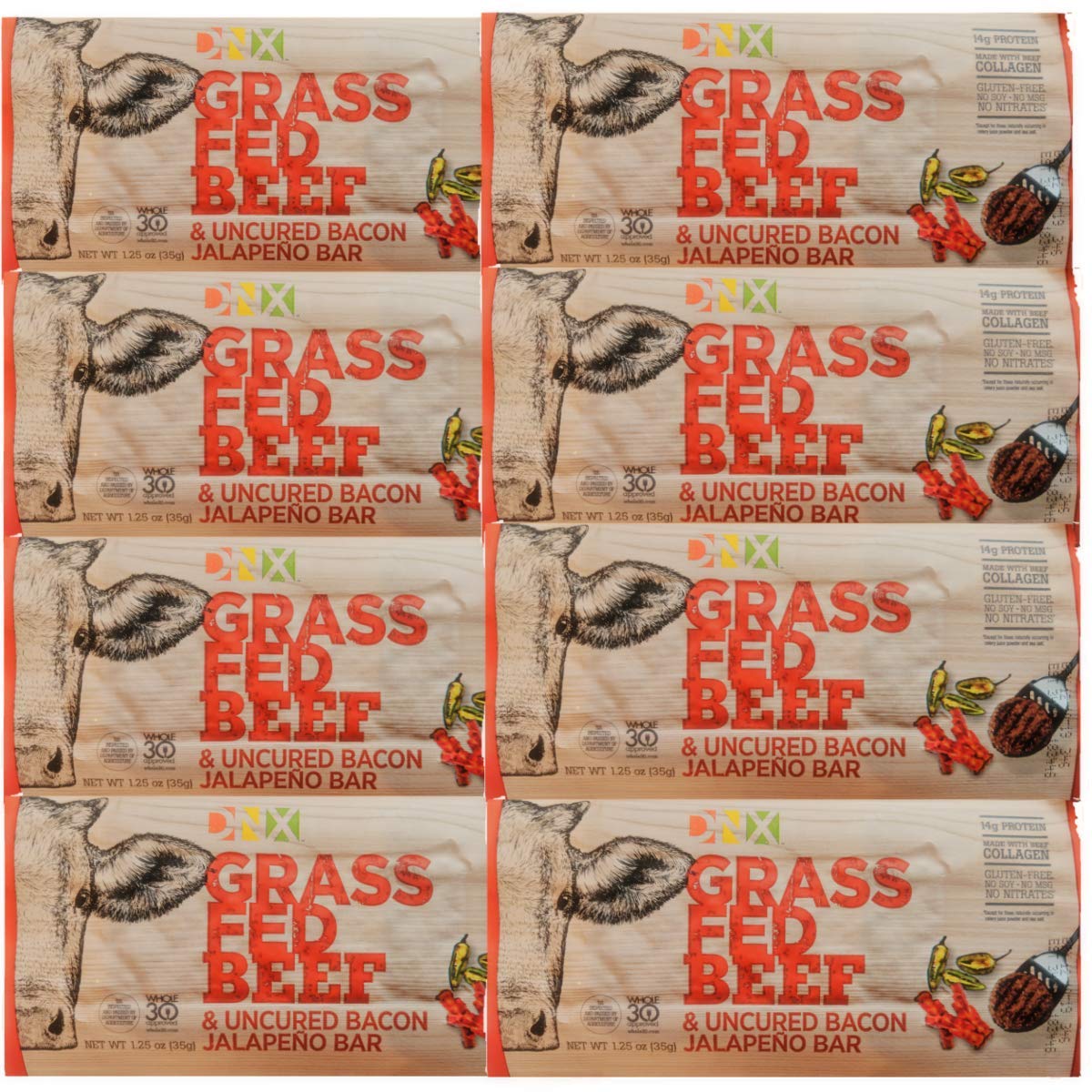 Buy DNX 100 Grass Fed Beef Uncured Bacon Jalapeno Bar. Keto Compliant