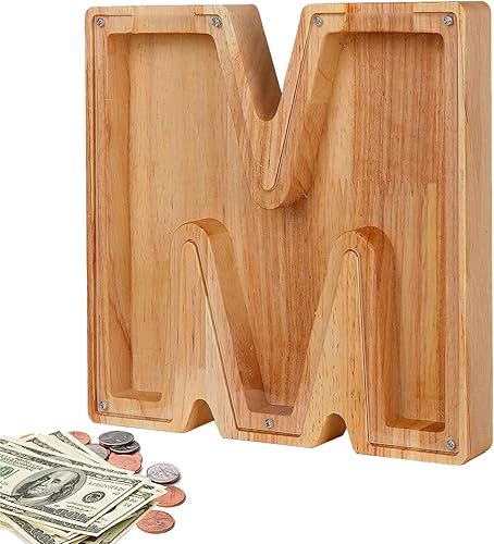 YCYYYDS Alcancía de letras para niños y niñas 98 pulgadas personalizada de madera alcancía creativa transparente con diseño recortado letras