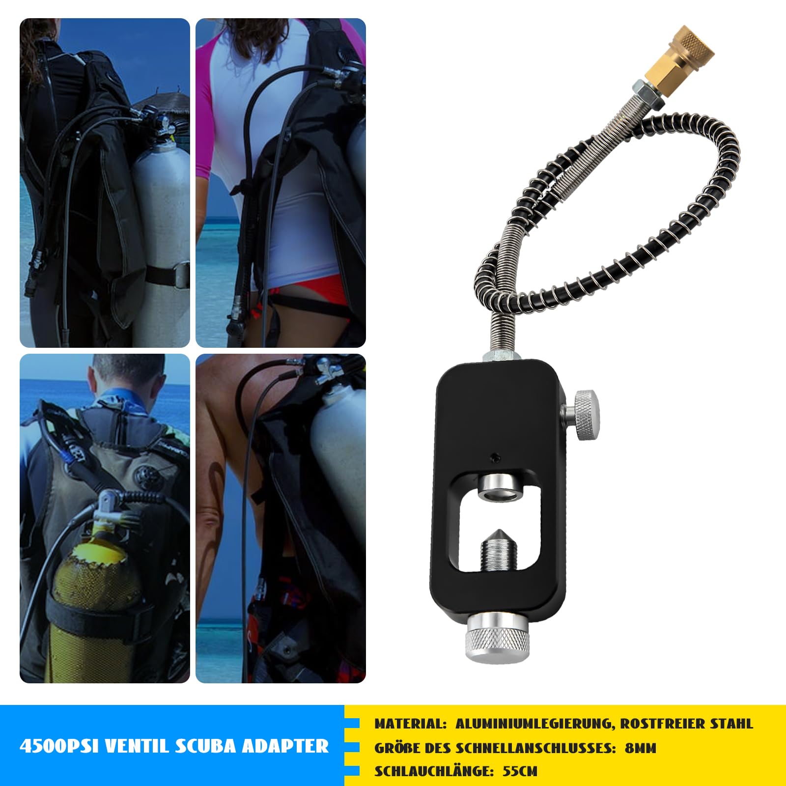 4500PSI Tank, Ventil Scuba Adapter Tauch Scuba Connect Tankstelle Hochdruck PCP Paintball HPA Tank Füllstation
