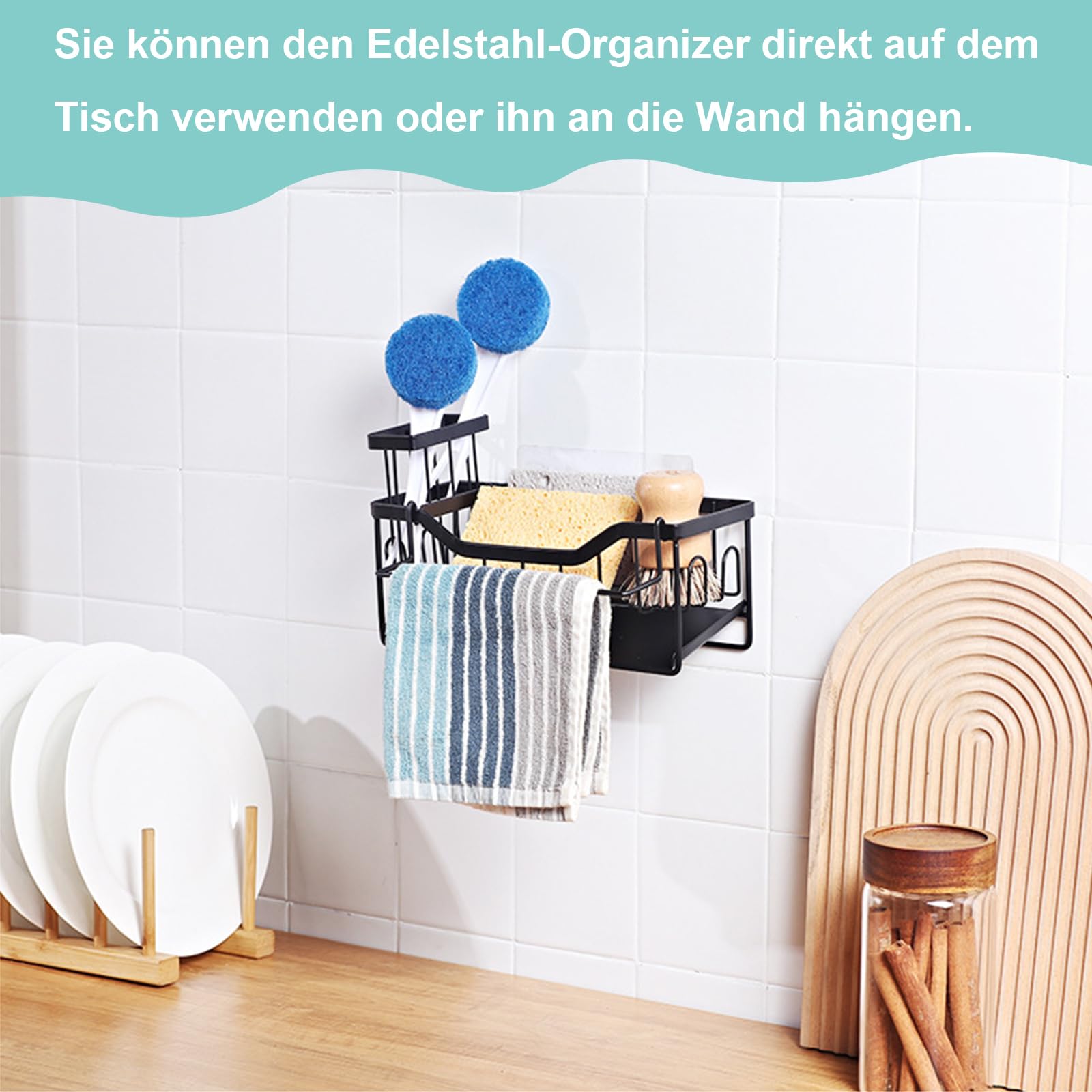 Wastafelorganizer voor keuken, haak wastafel organizer muur hangend zo