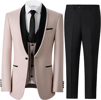 Men's 3 Piece Suit, Formal Tuxedo Suits for Men Groom Wedding Homecoming Prom Party Suit Blazer+Vest+Pants