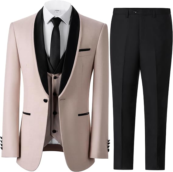Men's 3 Piece Suit, Formal Tuxedo Suits for Men Groom Wedding Homecoming Prom Party Suit Blazer+Vest+Pants