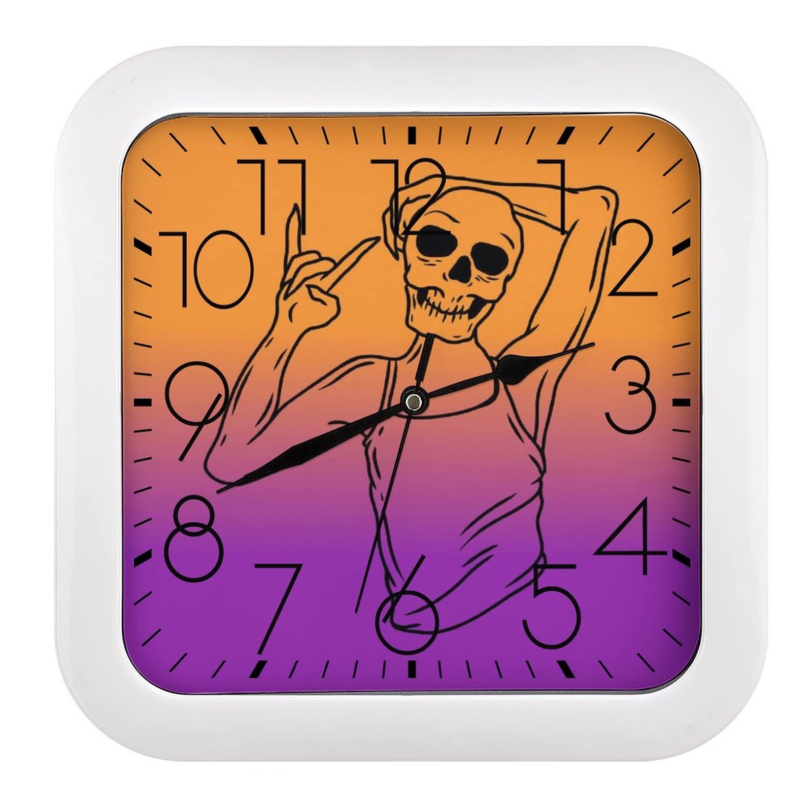 Crâne à bascule horloge silencieuse moderne 26x26cm haute qualité