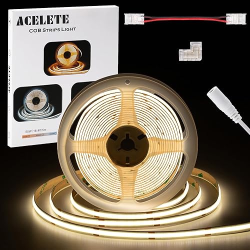 ACELETE COB Tira de luces LED 4000K FCOB cinta de luz blanca natural DC24V 16.4 pies5M 0.315 in CRI 90 2400 LEDs cortables uso interior para disponible en Yaxa Venezuela