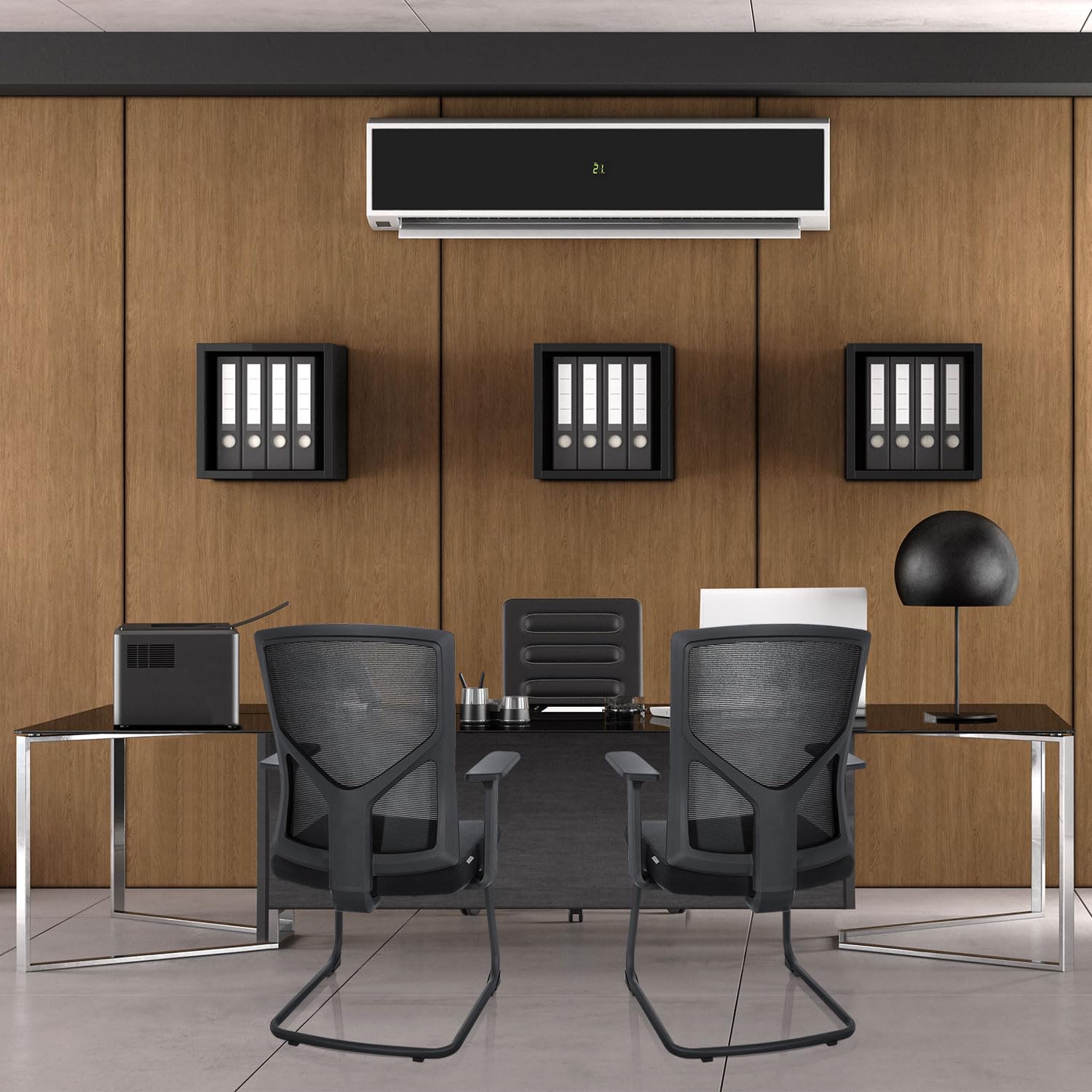 HJH Office 751003 sedia visitatore con braccioli BRETON V B sedia da conferenza cantilever in tessuto/rete nera, ergonomica