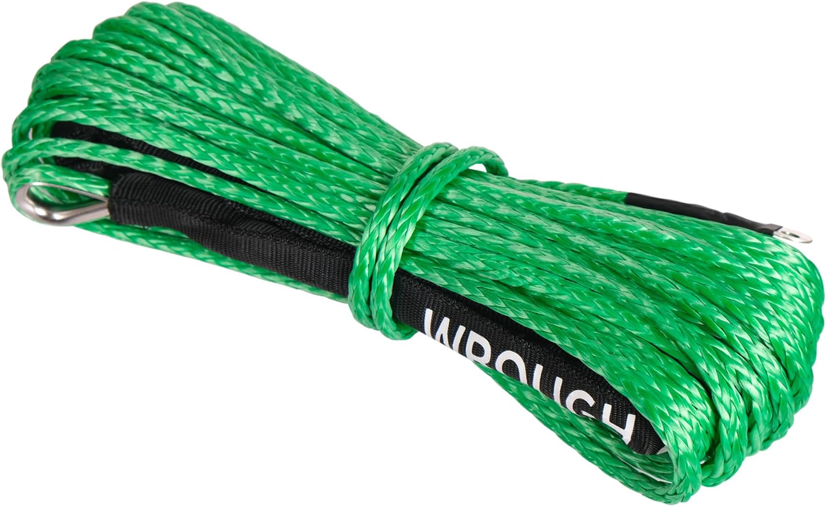 WROUGH 1/4 in x 50 ft Synthetic Winch Rope with Protecting Sleeve and Thimble, 10,000 lb Break Strength - Heavy Duty Winch Rope for ATV, UTV, Boat Trailer, Jeep, Quad, Polaris, Winch Cable (Green)