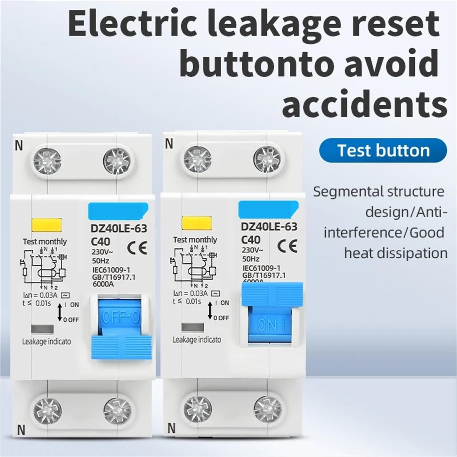 1 szt. 1P+N 230V DZ30L DZ40LE EPNL DPNL 6-63A Przełącznik różnicowy RCBO MCB z zabezpieczeniem nadprądowym i zwarciem(32A)