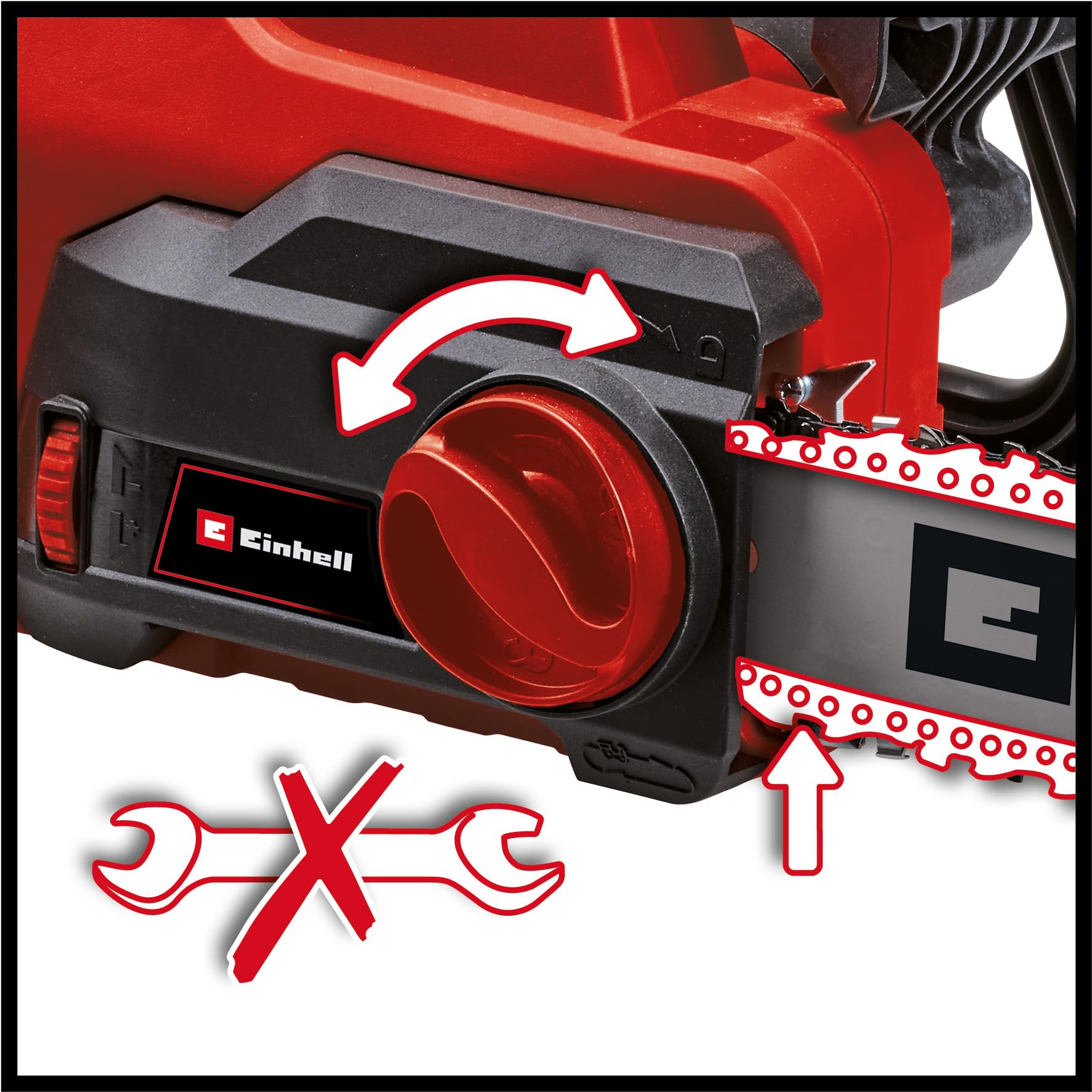 Einhell Tronçonneuse électrique GC-EC 1935 (puissance de 1900 W, longueur 32,5 cm, vitesse maximale de la chaîne de 15,5 m/s, tension de chaîne sans outil, protection anti-rebond à frein de chaîne)