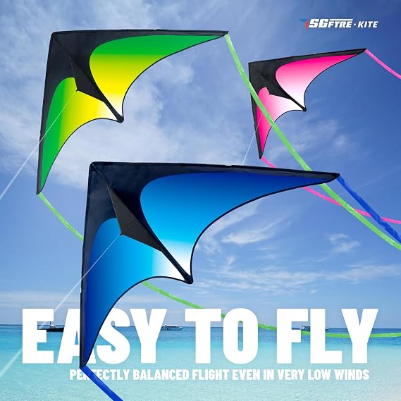Delta Kite set for Kids and Adults, Extremely Easy to Fly for Beginners, Kites for Beach Trips and Parks Family Outdoor Games and Activities