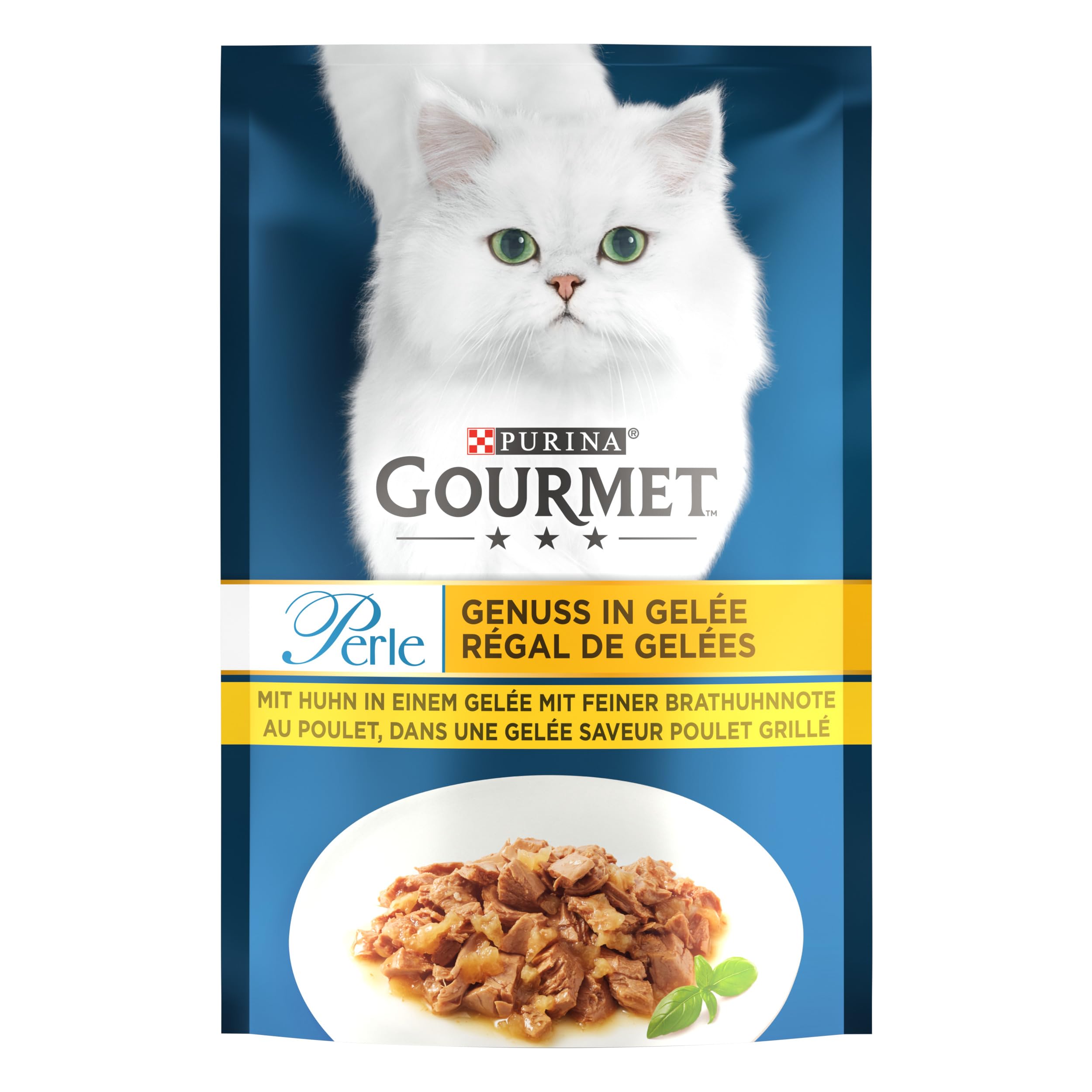 Gourmet Perle Genuss in Gelee Katzenfutter nass mit Huhn und feiner Brathuhnnote 26er Pack (26 x 85g)
