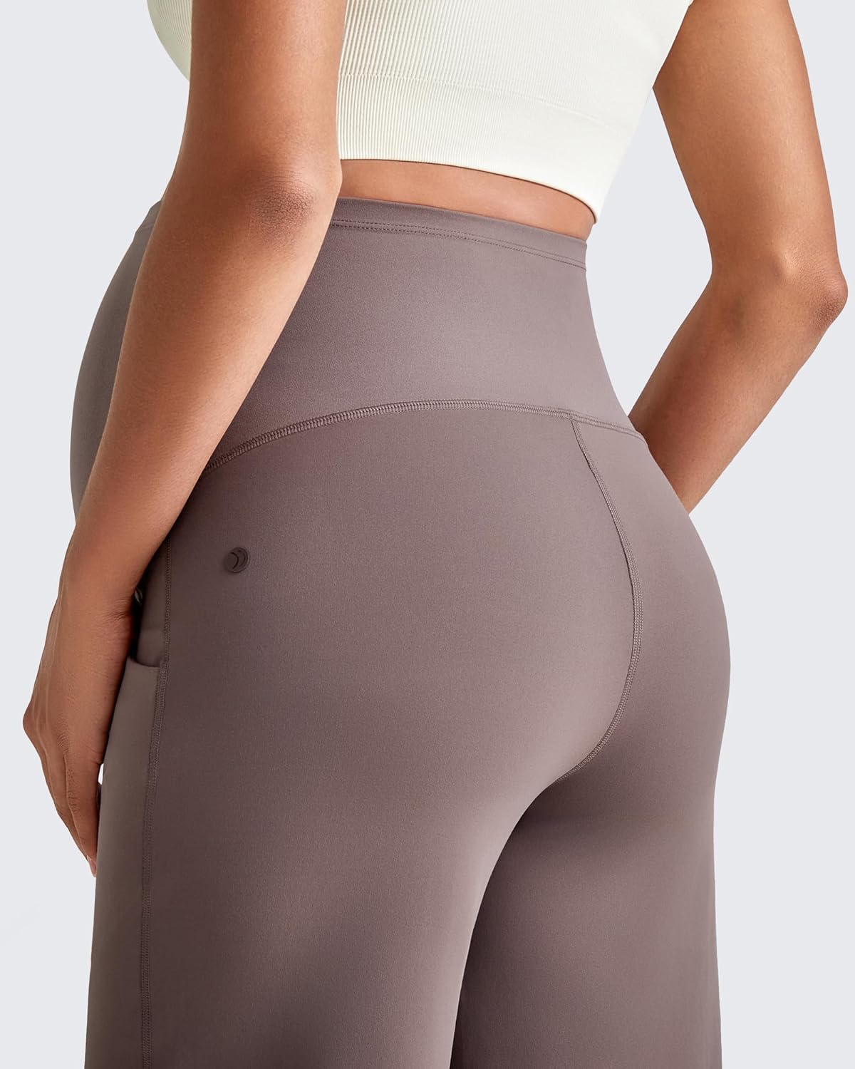 G4Free Maternity Dress Yoga Pants with Pockets Over The Belly Stretchy Work Slack Pregnancy Wide Leg Lounge Trousers - Image 2