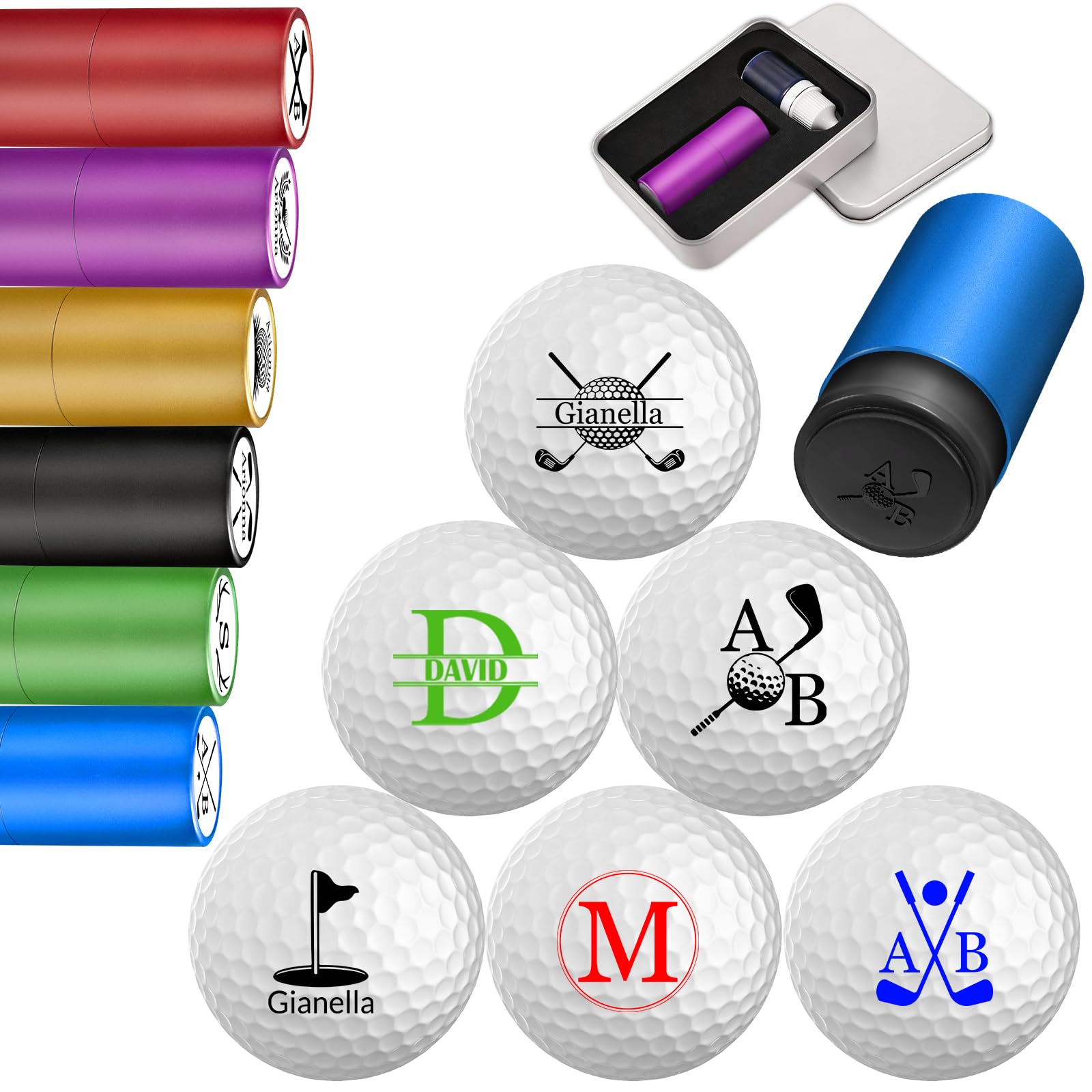 YanNanKe Custom Golf Ball Stamp Personalised Self-Inking Golf Ball Stamper with Monogram Name Logo Design Customised Durable GolfBall Marker Gifts for Golfers Dad Husband Boyfriend