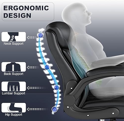 Miniatura 4 de AnyGod Sillas ergonómicas de escritorio con respaldo medio, cómodas para la oficina en casa con reposabrazos abatibles, soporte lumbar, altura