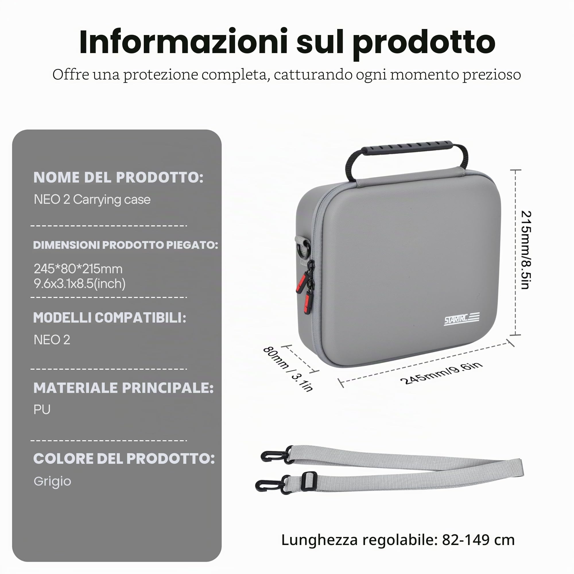 STARTRC, custodia Neo 2, borsa a spalla/mano in PU portatile per drone DJI Neo 2 e accessori per batterie