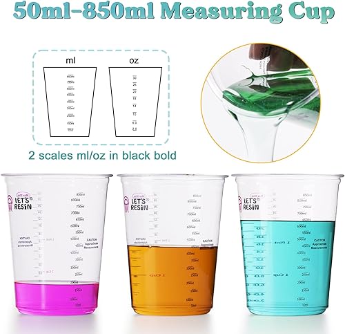 Miniatura 3 de LET'S RESIN Vasos mezcladores de resina, 45 unidades de 32 onzas (33.8 fl oz) 2 escalas de mezcla de pintura precisa con guantes protectores, vasos