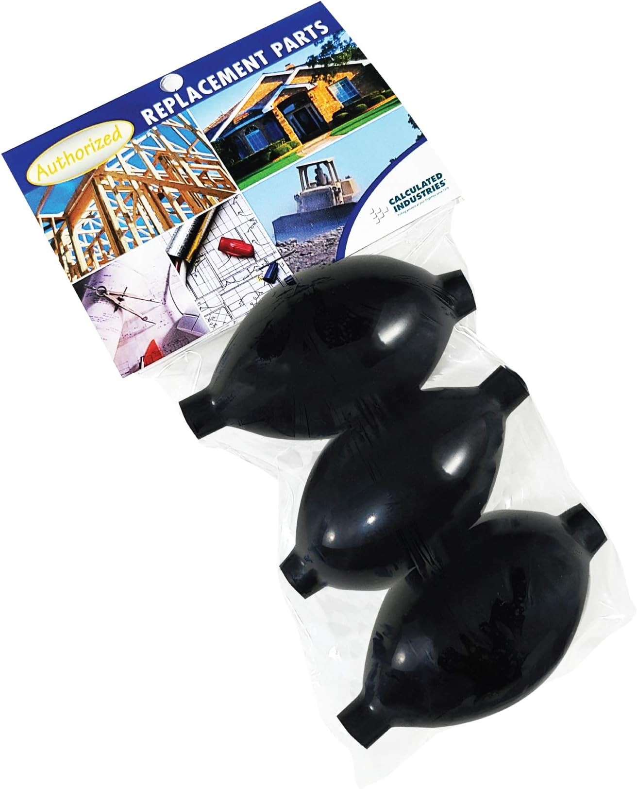 Calculated Industries1103 AirShim Value Pack-3 Air Shim Inflation Standard Rubber Pump Bulb | Black, 3 ¼ inch Long | Universal-Fit Replacements for Most Brands | 3-Pack