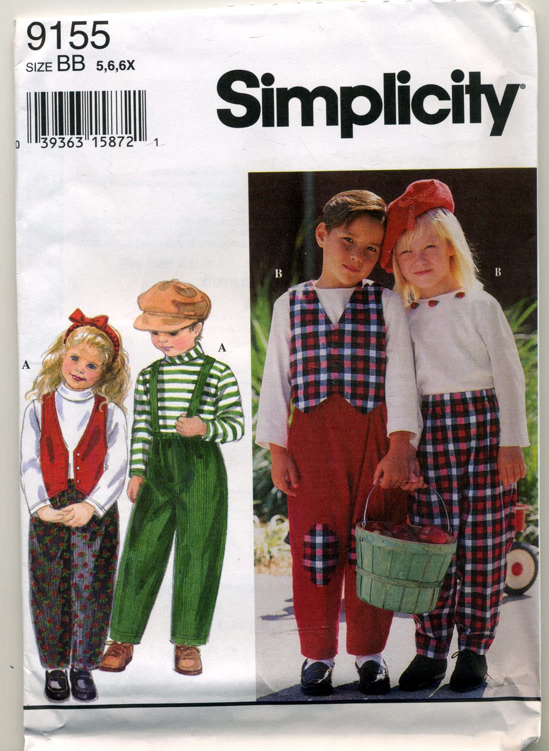 Simplicity 9155 Size BB patron de couture robe et haut enfant taille 5 6 6X