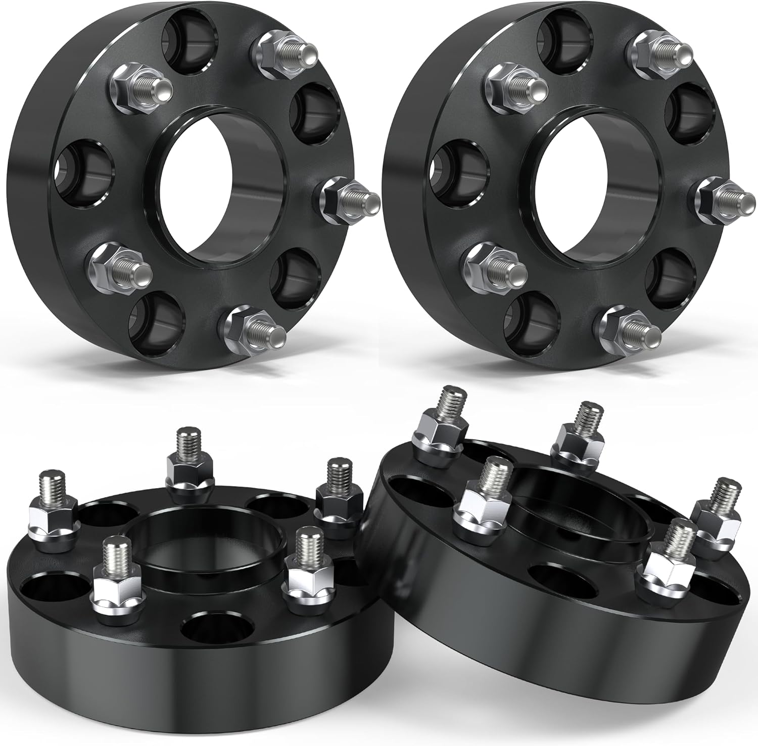 5x5 Wheel Spacers 5x127mm, 1.5" Thickness 5 Lug 71.5mm Hub Bore,1/2" x20 Studs Compatible with 2007-2018 Jeep Wrangler JK/2006-2010 Commander XK Grand Cherokee WK 4PCS(Black)