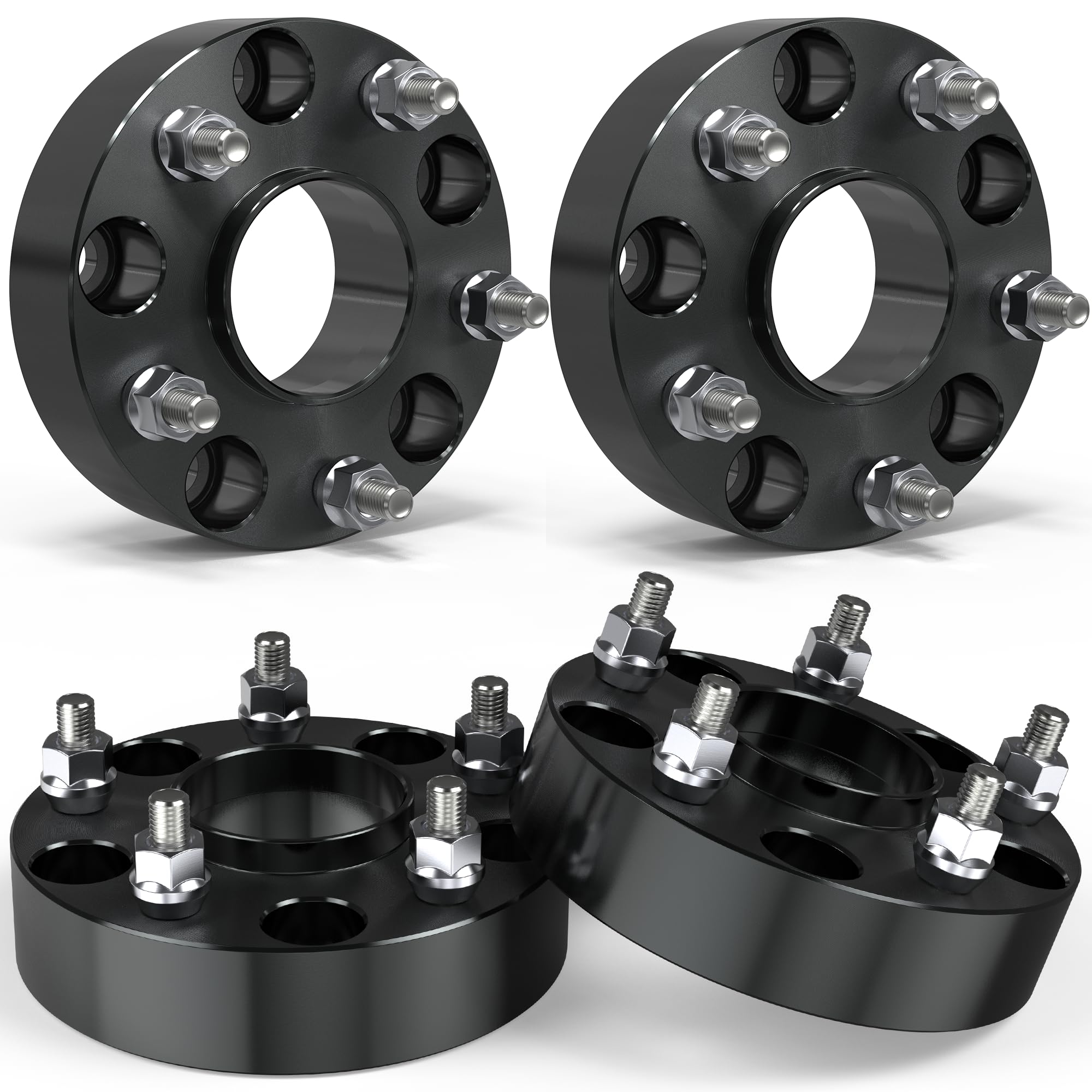 5x5 Wheel Spacers 5x127mm, 1.5" Thickness 5 Lug 71.5mm Hub Bore,1/2" x20 Studs Compatible with 2007-2018 Jeep Wrangler JK/2006-2010 Commander XK Grand Cherokee WK 4PCS(Black)