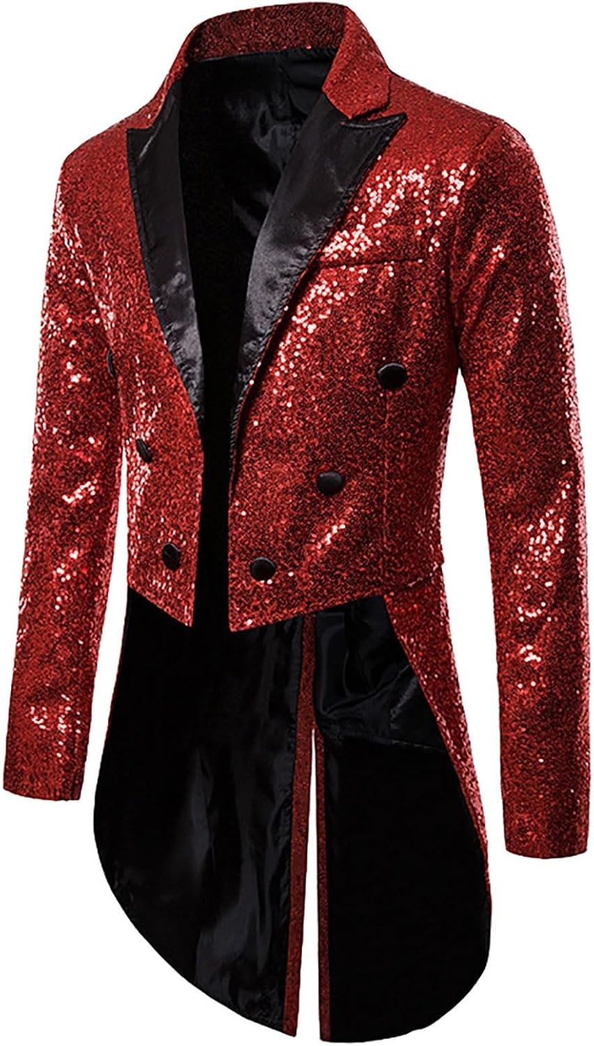 Mens Sequined Tuxedo Slim Fit Shiny Shawl Lapel Blazer Stage Party Prom Wedding Dinner One Button Suit Jackets 2026