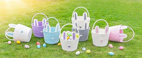 Miniatura 2 de CubesLand 2 cestas de Pascua vacías para la caza de huevos de Pascua, cesta de Pascua para niños, cesta de Pascua para niños, cesta de Pascua tejida