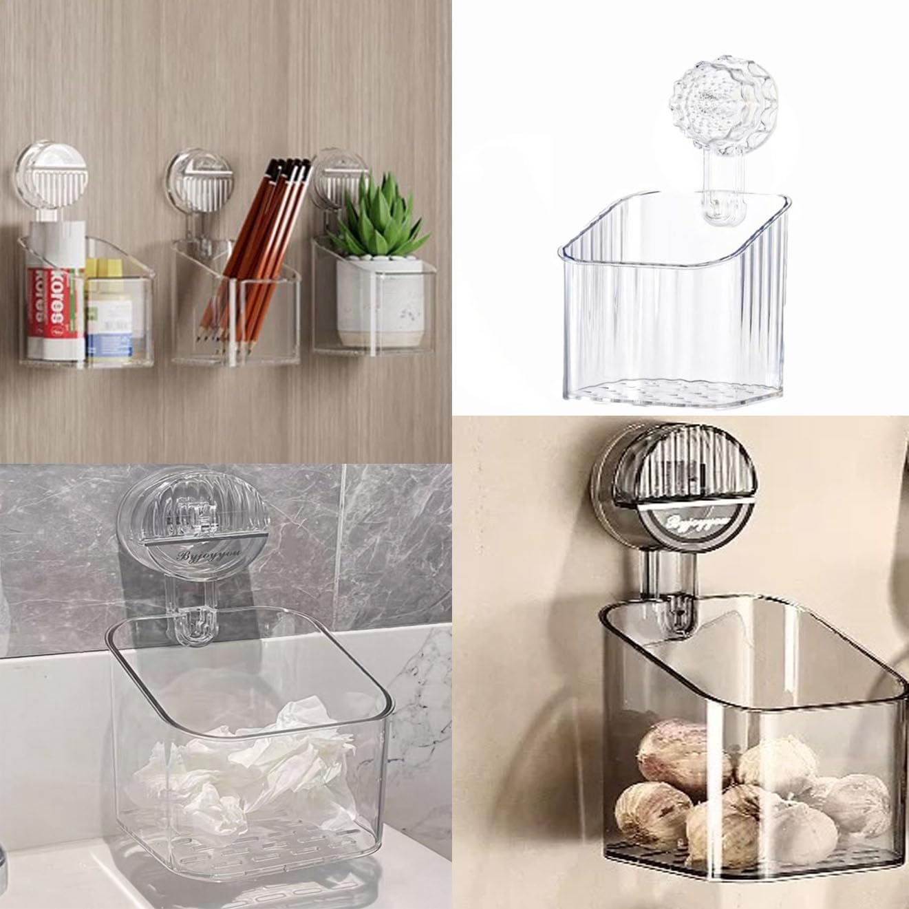 Wxinsheng Duschablage Ohne Bohren Saugnapf,Transparente Ablage Dusche Belastbar Duschkorb,Wasserdicht Duschregal mit Starke Saugnapf Aufbewahrung Badregal für Badezimmer Küche Bad Shampoo Küche, Haushalt & Wohnen