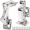 HOZEON 6 Pack 170 Degree Frameless Cabinet Doors Hinges with 48 PCS Screws, 6 x 2 Inches Concealed Hydraulic Adjustable Mounting Hinges, Soft Closing Lazy Susan Hinge for Wardrobe