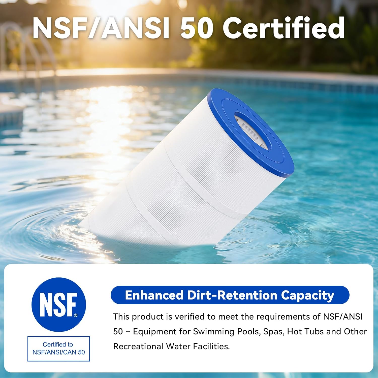 CC1500 Pool Filter Cartridge, Compatible with Jandy CS150, X-Stream CC1500, CCX1500RE, Pro Clean 150, PWWCT150, R0462300, PJANCS150, C-8414, FC-1287, 150 Sq. Ft
